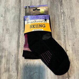 New! Smartwool Over The Calf Skiing Socks, Black/Purple Multi, Ws Small